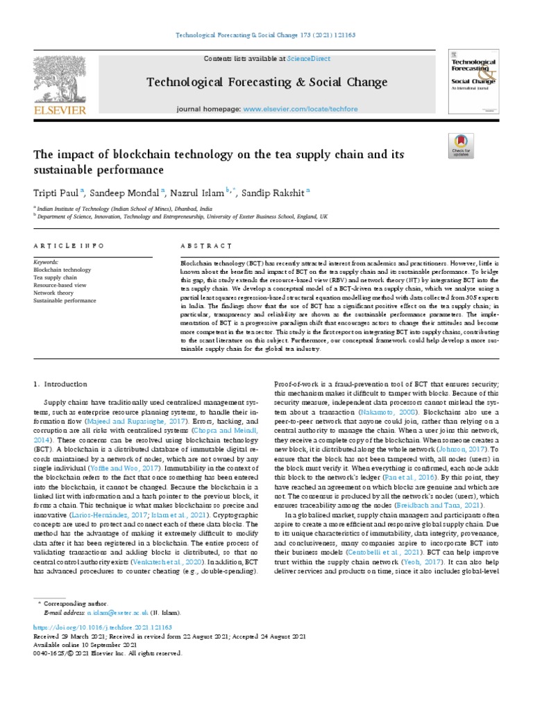 Blockchain in Tea SC | PDF