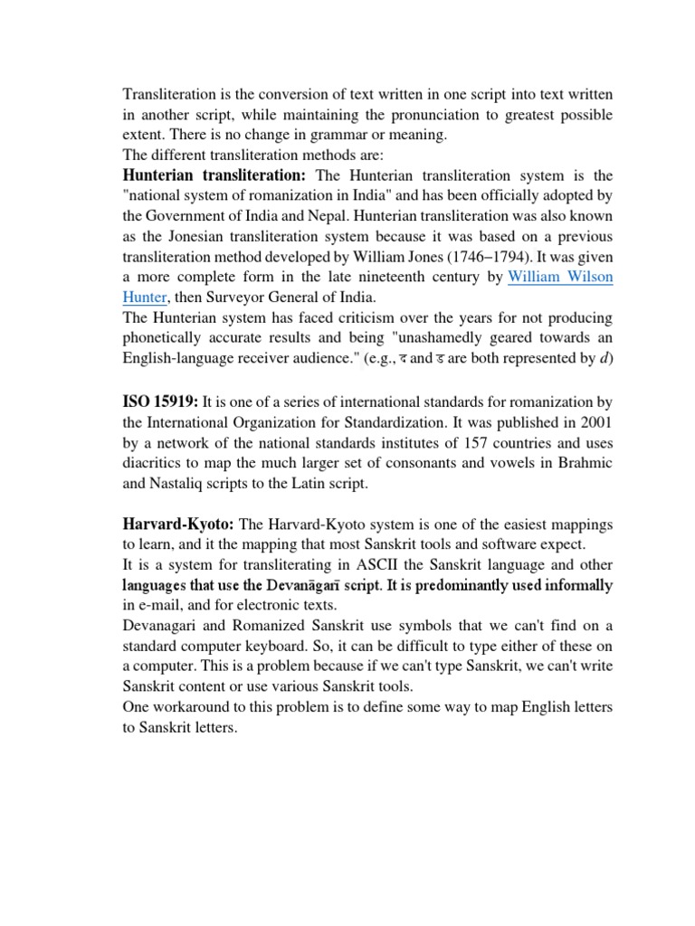 An Overview of Major Transliteration Schemes for Converting Sanskrit ...