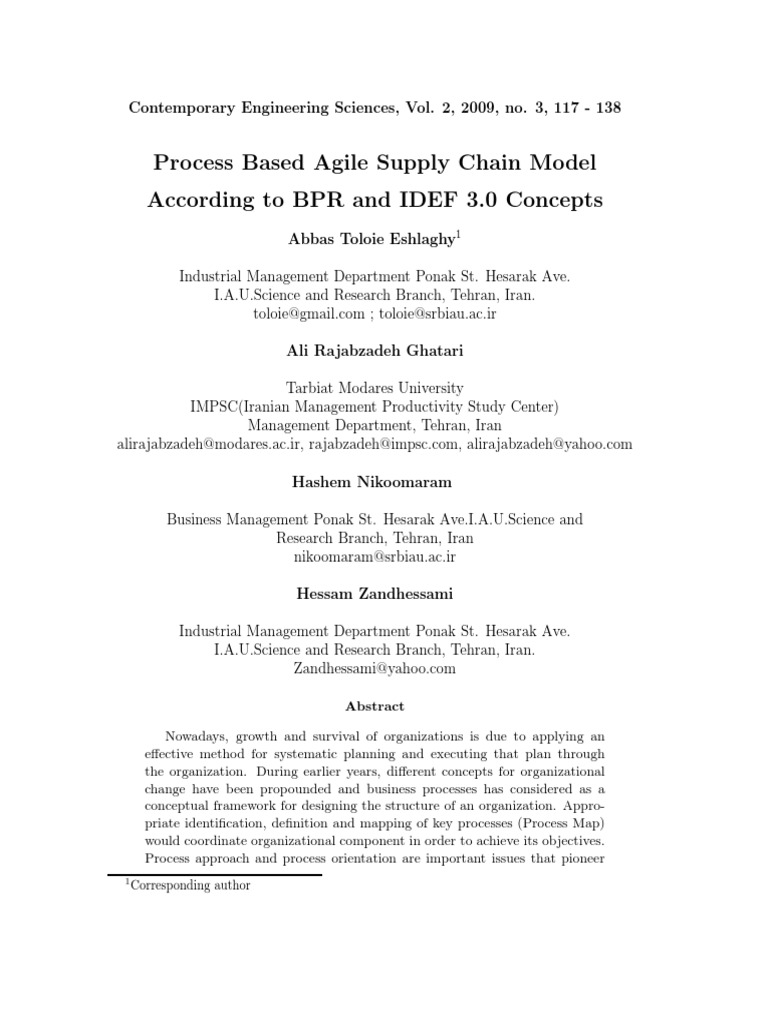 Process-Based Agile Supply Chain Model | PDF | Business Process ...