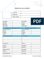 Personal Data Sheet: First Name