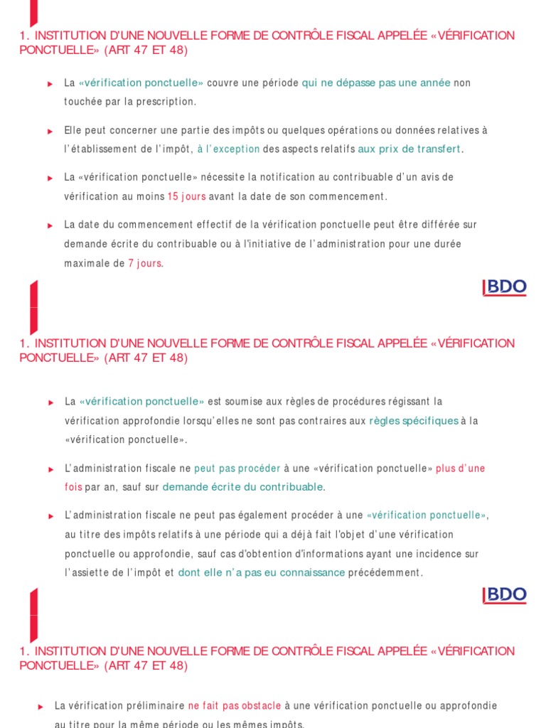 Vérification Ponctuelle : Règles et Procédures | PDF