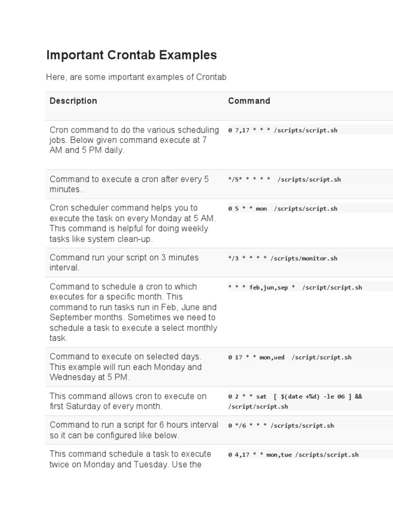 11-Important Crontab Examples | PDF | Concurrent Computing | Utility ...