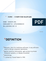 Topic - Computer Malware: Name - Shakshi Jha Enrolment Id - 21flicddn02101 Ba - LLB (Hons) Sec-B