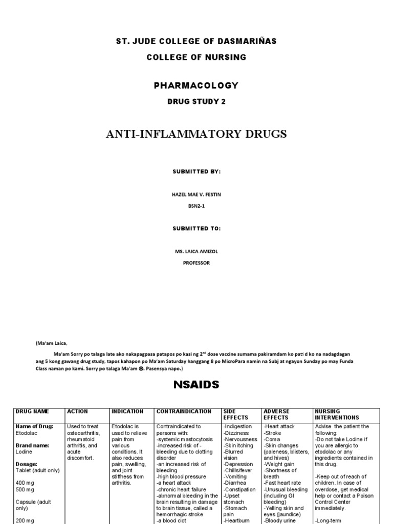 Festin - Drug Study 3 | PDF | Nonsteroidal Anti Inflammatory Drug | Aspirin