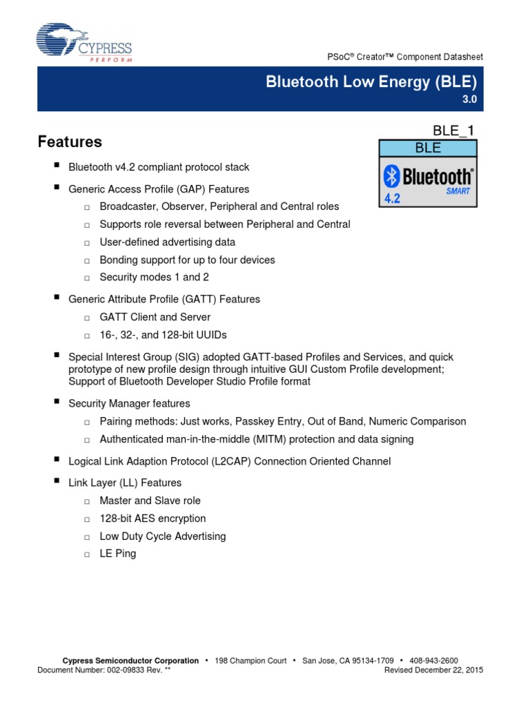 Features: Bluetooth Low Energy (BLE) | PDF | Bluetooth | Computing