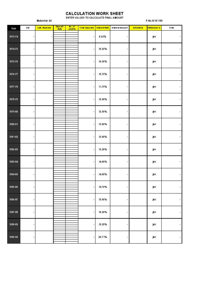 GP Fund Calculation Worksheet | PDF | Interest | Money
