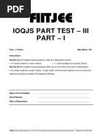 Ioqjs Part Test - Iii - I: Fiitjee