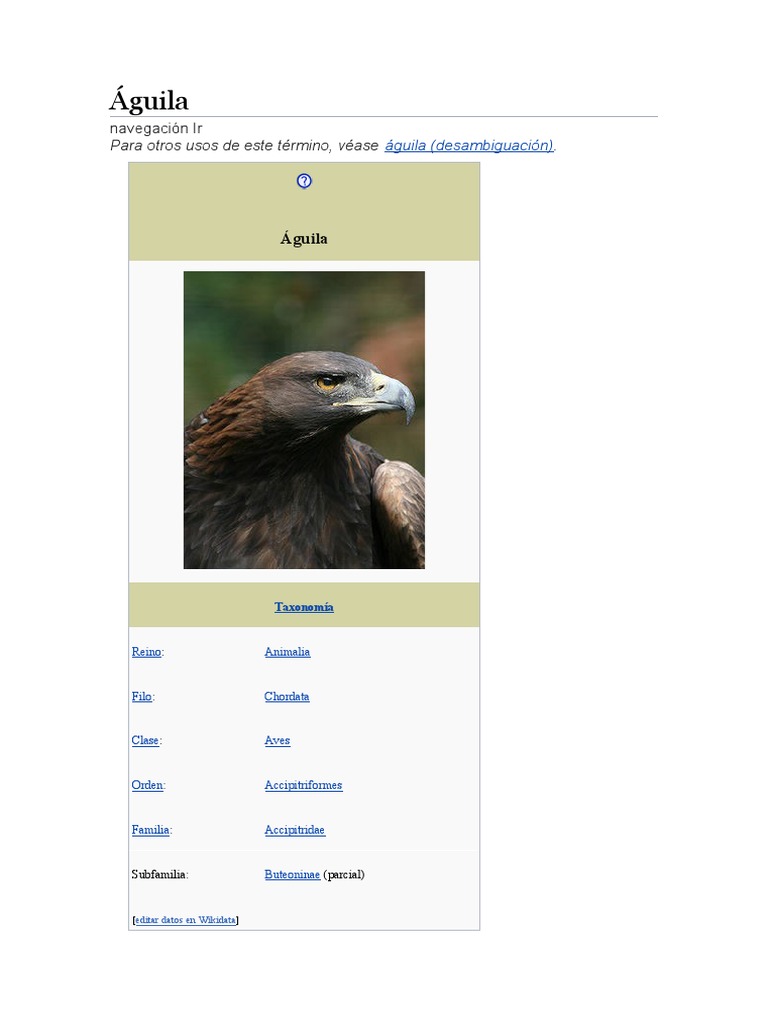 Taxonomía y simbolismo del águila | PDF | Águila | Aves de presa