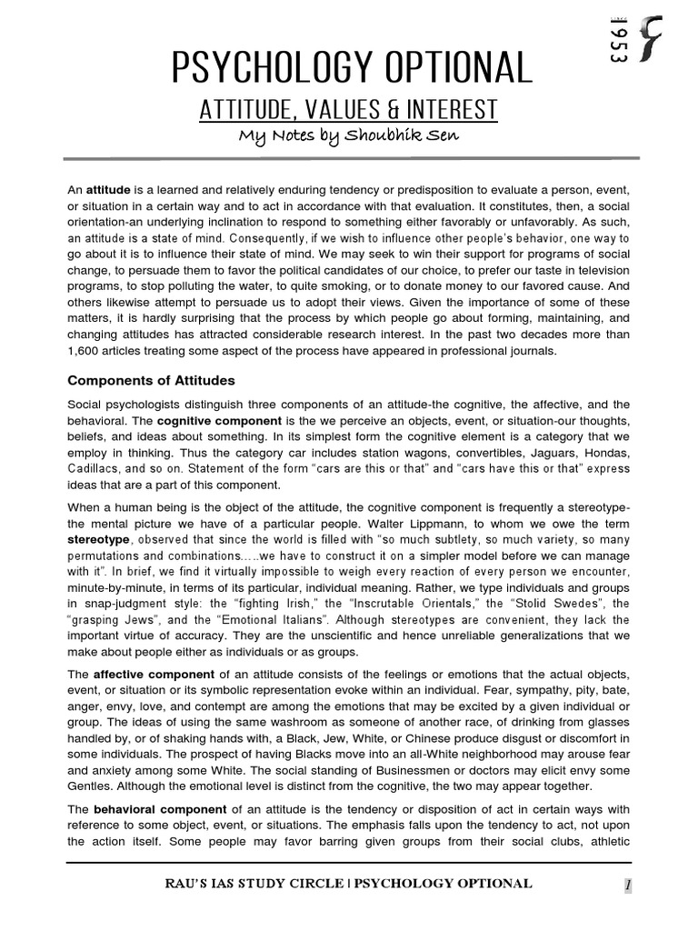 Understanding Attitudes in Psychology | PDF | Attitude (Psychology ...