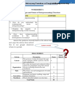 Edukasyong Pantahan at Pangkabuhayan W/ Entrepeneurship: Worksheet 1 (Origin and Nature of Entrepreneurship) Direction