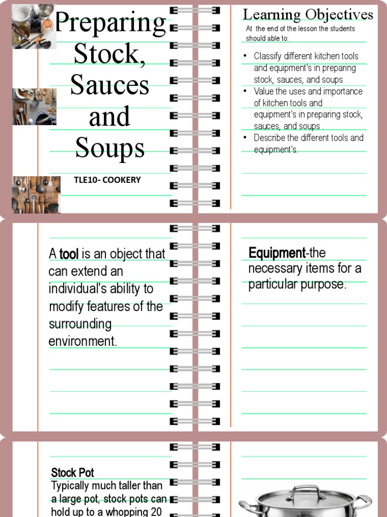 Essential Tools for Stocks, Sauces, Soups | PDF | Cookware And Bakeware ...