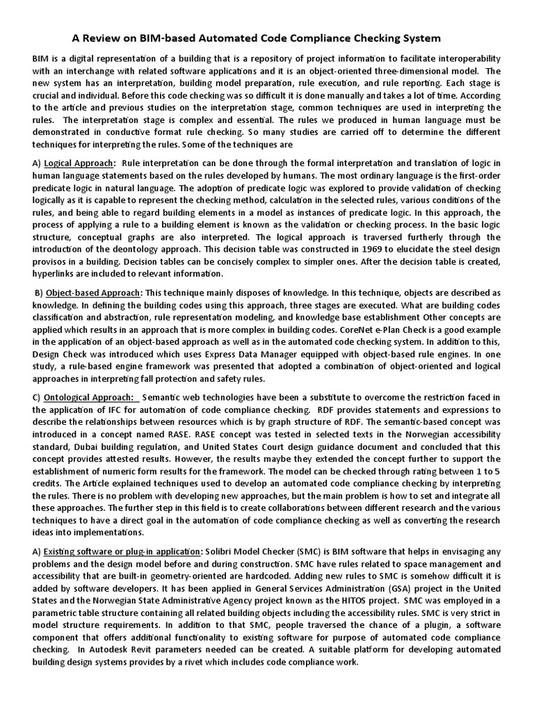 A Review On BIM-based Automated Code Compliance Checking System | PDF ...