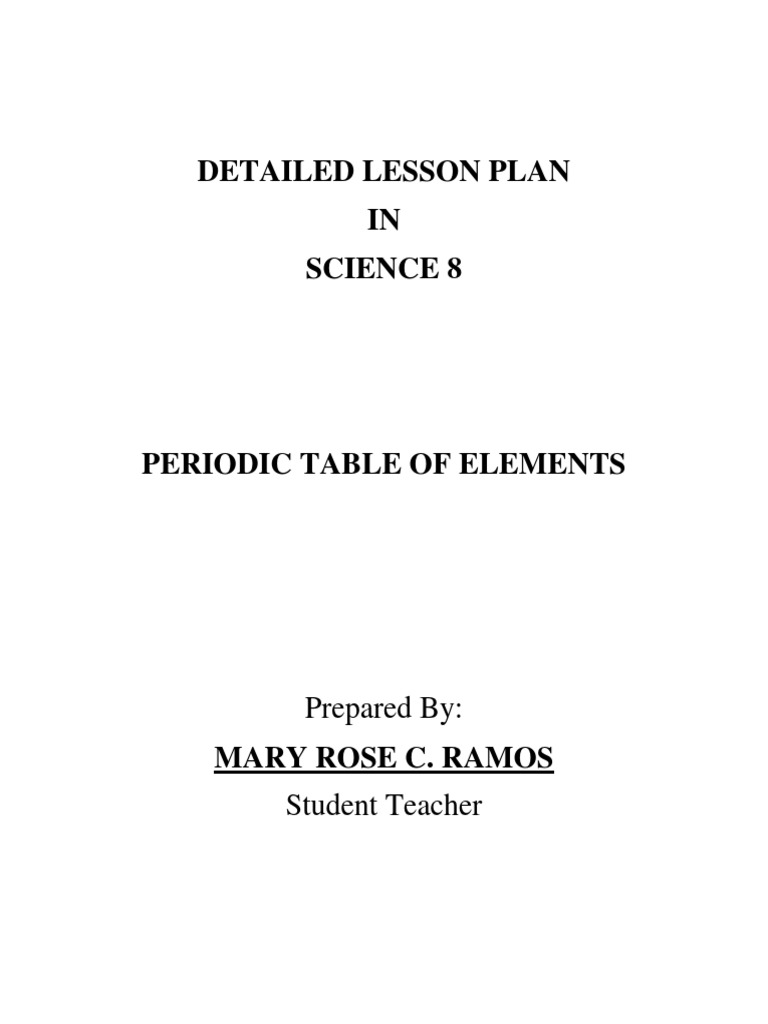 Detailed Lesson Plan: Periodic Table | PDF | Periodic Table | Chemical ...