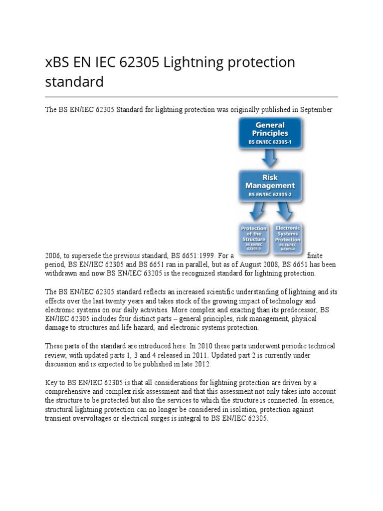 BS EN IEC 62305 Lightning Protection Standard PDF Lightning Risk