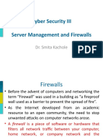 Cyber Security III Server Management and Firewalls: Dr. Smita Kachole
