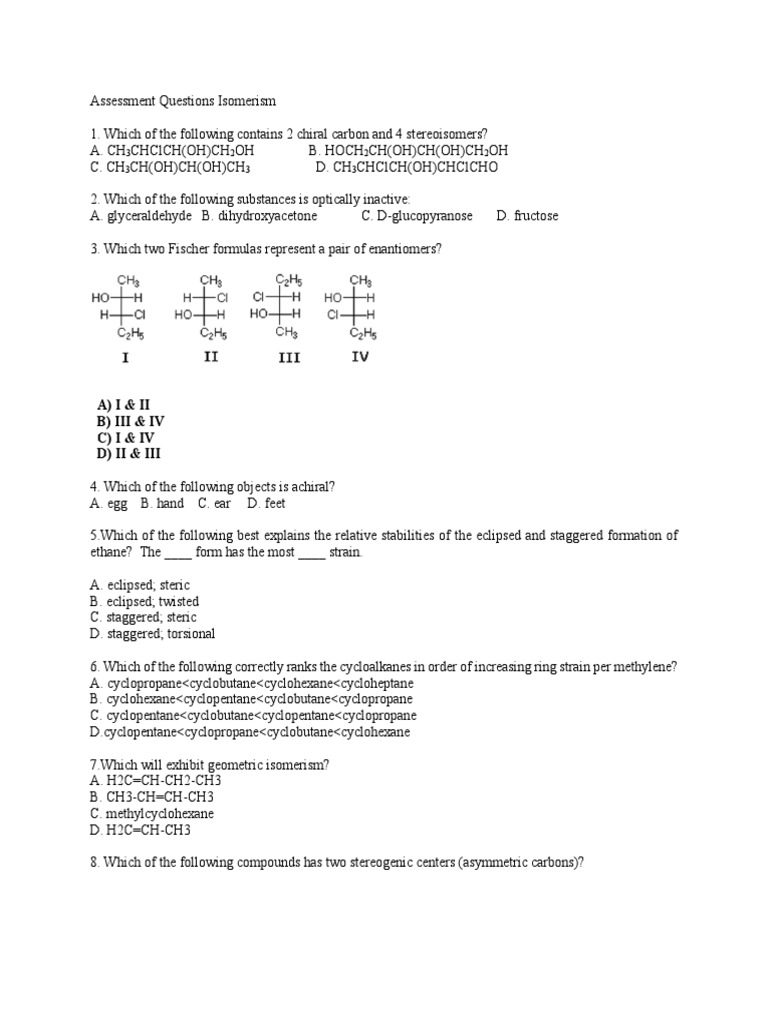 Assessment Isomerism | PDF
