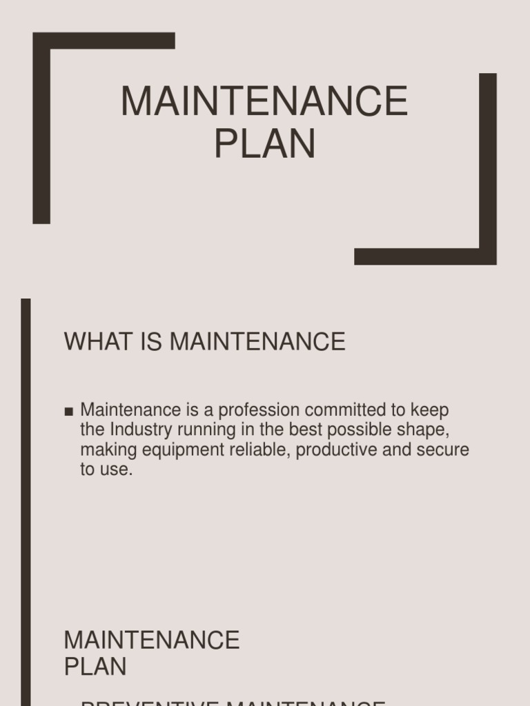 Comprehensive Maintenance Plan Overview | PDF | Systems Theory ...