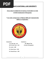 Chanakya National Law University: Case Study On Importance of Human Skill and Communication Skill in An Orgaisation