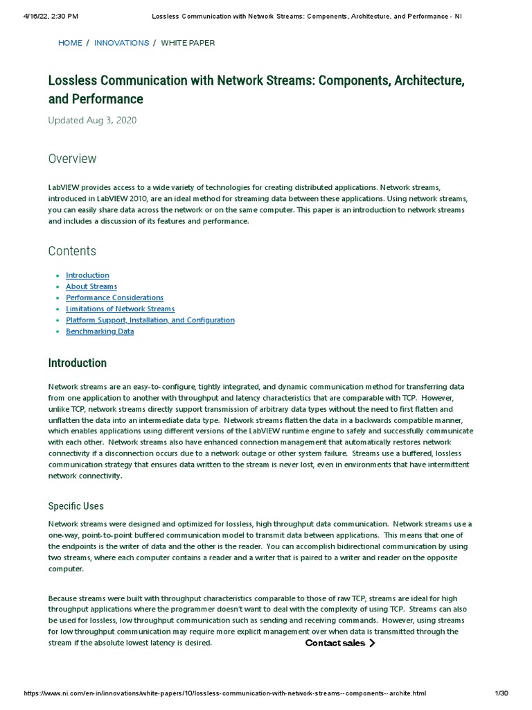 Lossless Communication With Network Streams - Components, Architecture ...