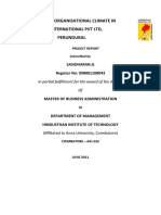 A Study On Organisational Climate in Cibi International PVT LTD, Perundurai