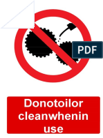 Do Not Oil or Clean When in Use Prohibition Sign
