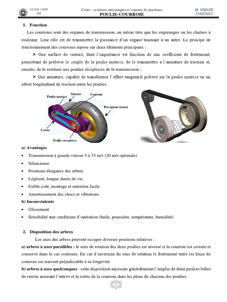 Système de transmission pouliecourroie PDF Courroie Ingénierie — free download