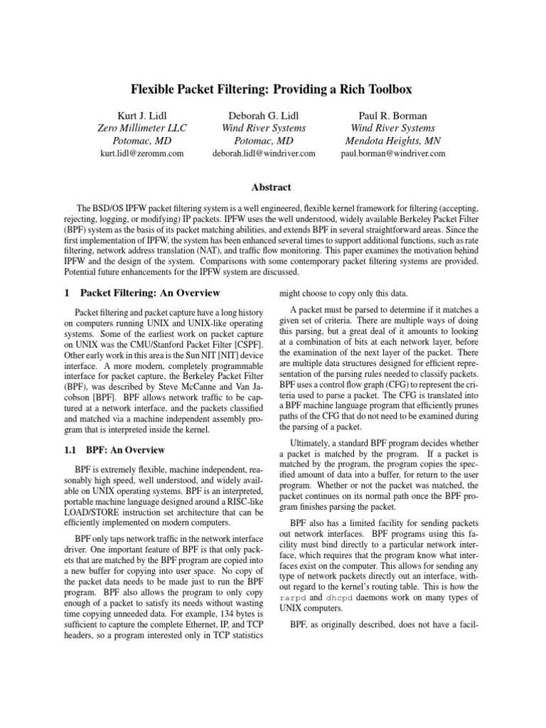 Flexible Packet Filtering | PDF | Transmission Control Protocol ...