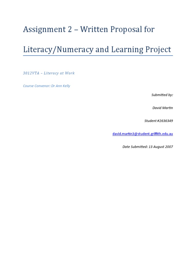 Assignment 2 Proposed Literacy Project | PDF | Educational Assessment ...
