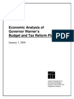 Economic Analysis of Governor Warner's Budget and Tax Reform Plan