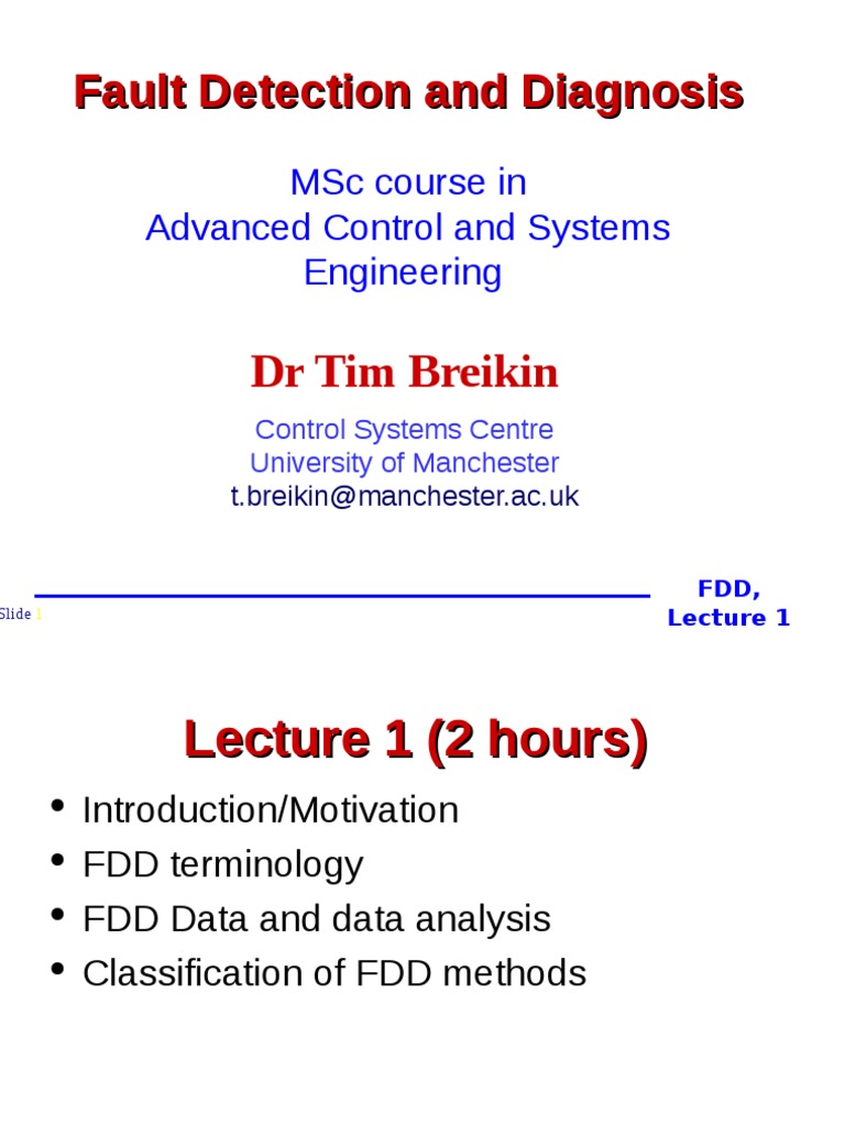 Fault Detection and Diagnosis PDF Reliability Engineering Errors