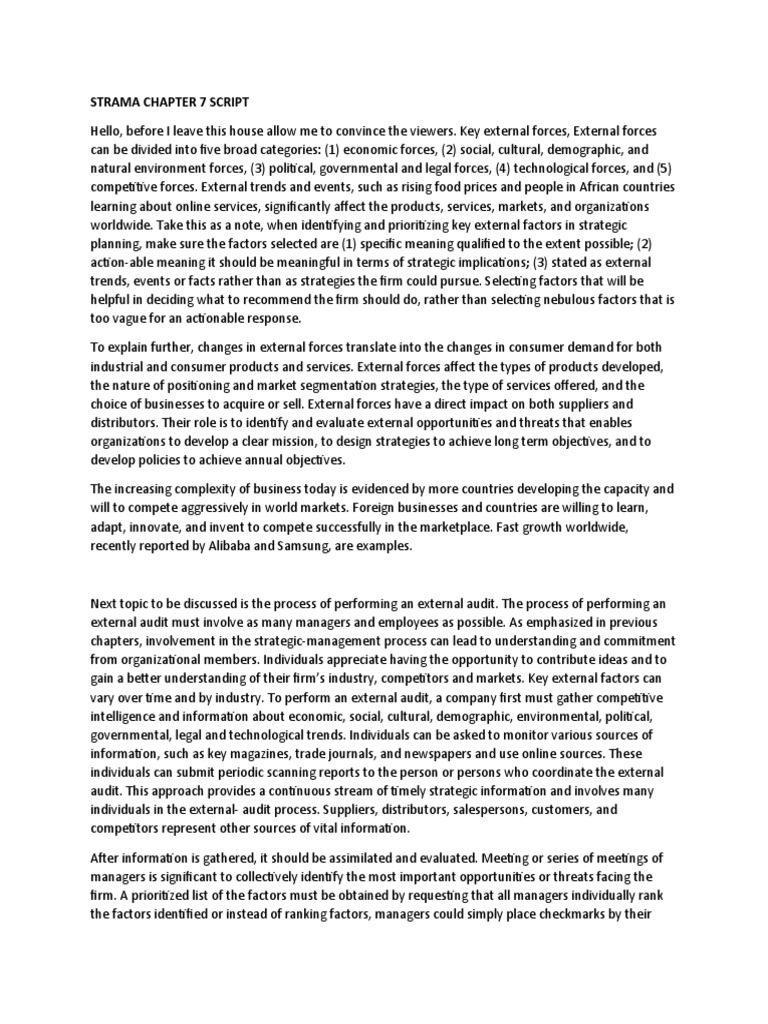 Strama Chapter 7 Report | PDF | Market (Economics) | Competitive Advantage