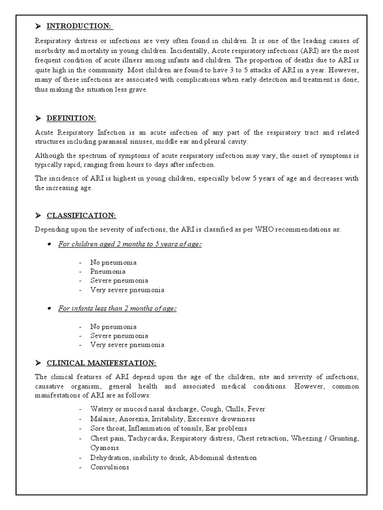 Management and Prevention of ARI in Children | PDF | Pneumonia | Infection