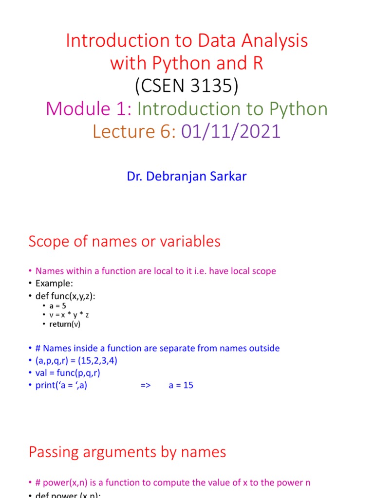 Introduction To Data Analysis With Python and R: (CSEN 3135) | PDF ...