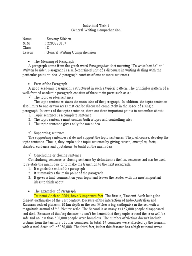 Individual Task 1 - Gen. Writing Comp - Stevany Silaban | PDF