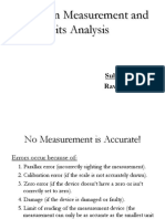 Errors in Measurement and Its Analysis