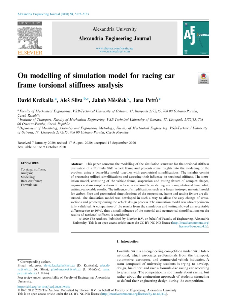 On Modelling of Simulation Model For Racing Car Frame Torsional