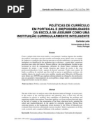 Carlinda Leite - POLÍTICAS DE CURRÍCULO    EM PORTUGAL E (IM)POSSIBILIDADES    DA ESCOLA SE ASSUMIR COMO UMA    INSTITUIÇÃO CURRICULARMENTE INTELIGENTE