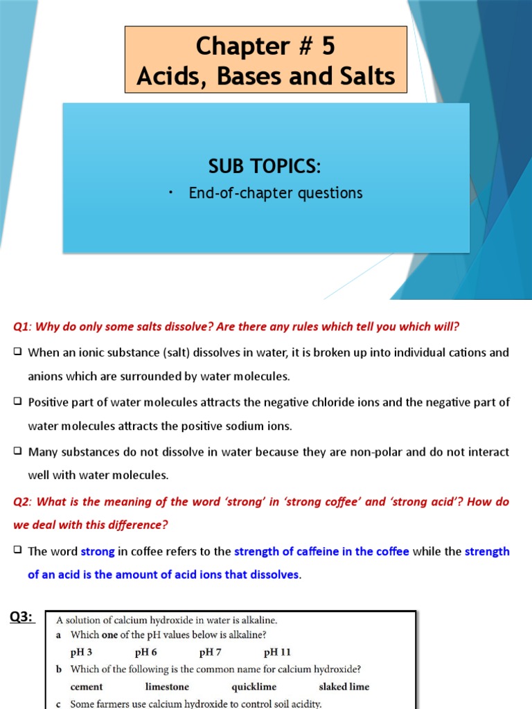 IGCSE Chapter 5 - Acids, Bases and Salts EOCQs | PDF | Acid | Salt ...