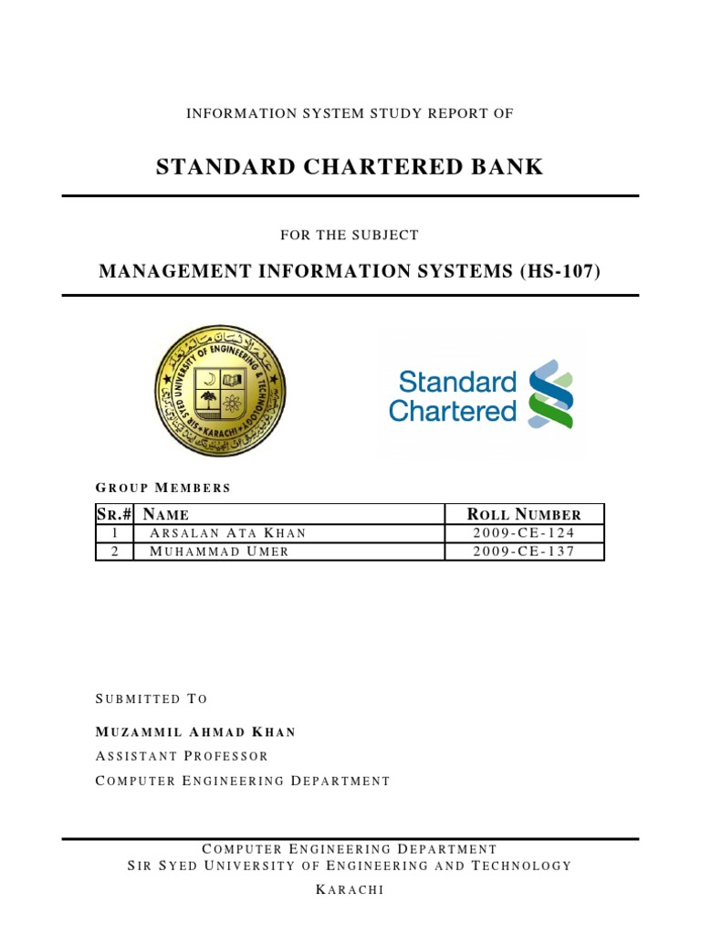 MIS Standard Chartered Bank Pakistan Computer Network Islamic
