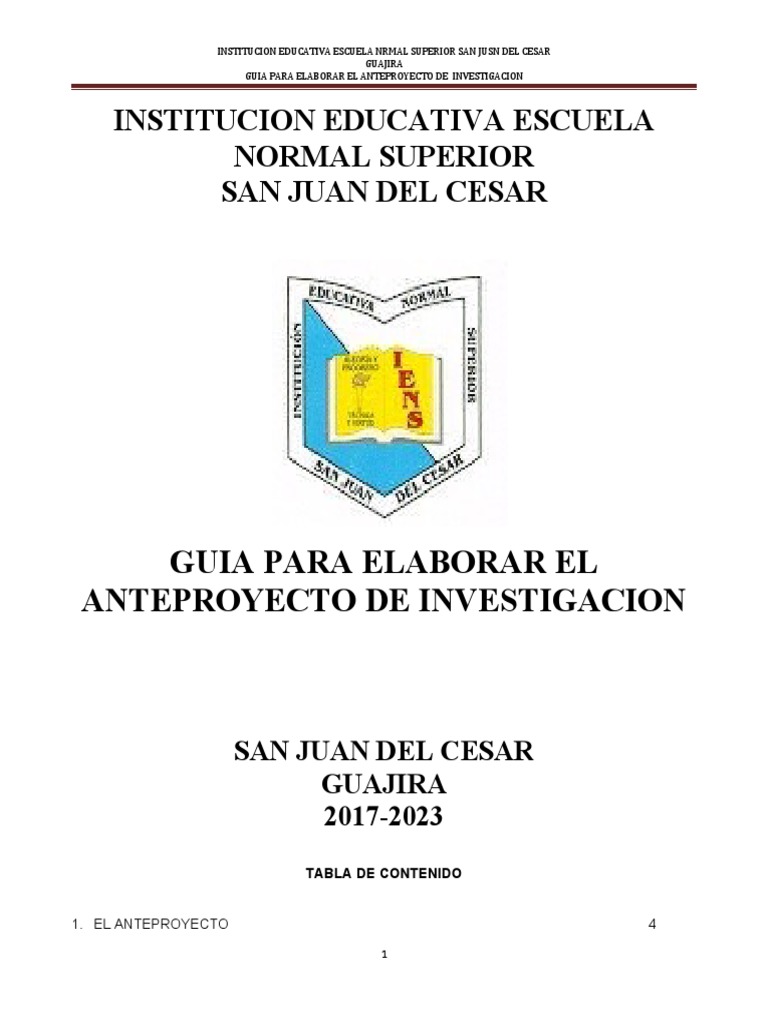 Guia para La Elaboracion Del Anteproyecto de Investigacion | PDF ...