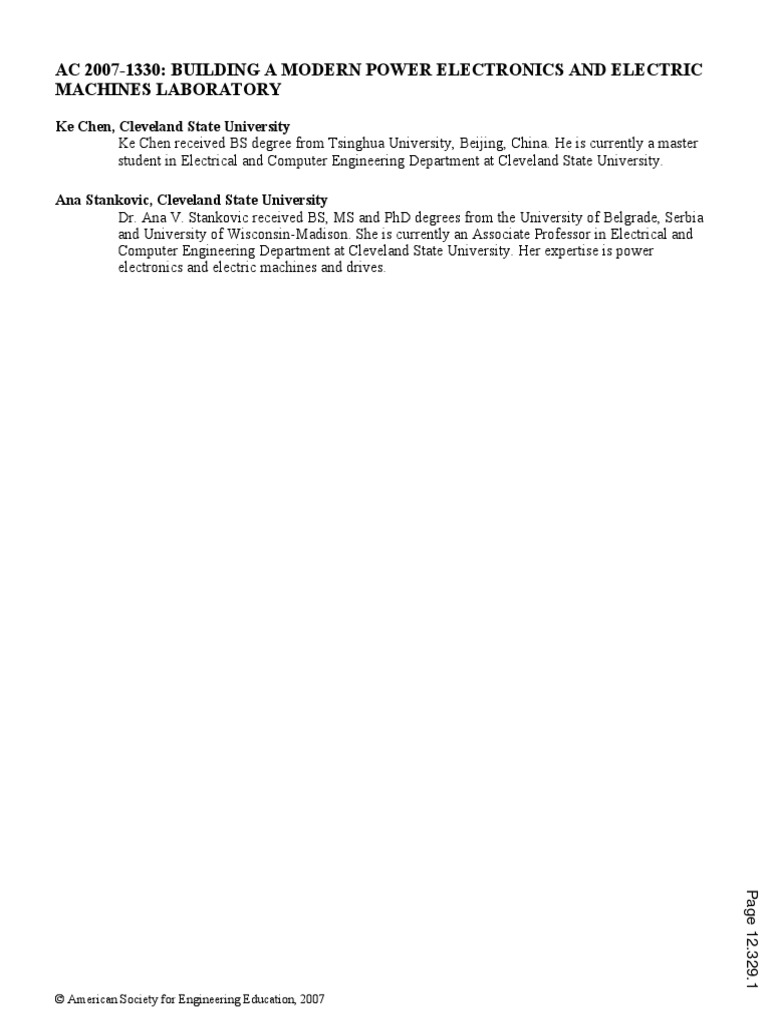 Ac 20071330 Building A Modern Power Electronics and Electric Machines