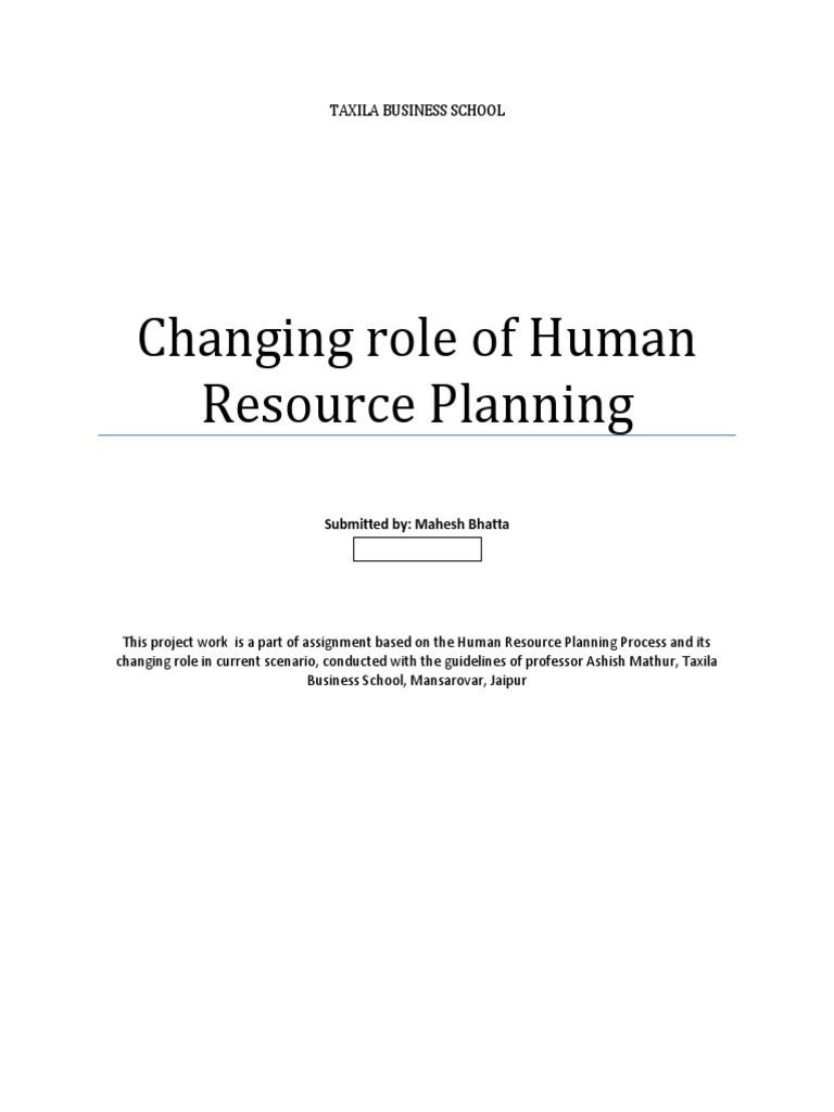 Changing Role of HR Planning | PDF | Human Resources | Human Resource ...