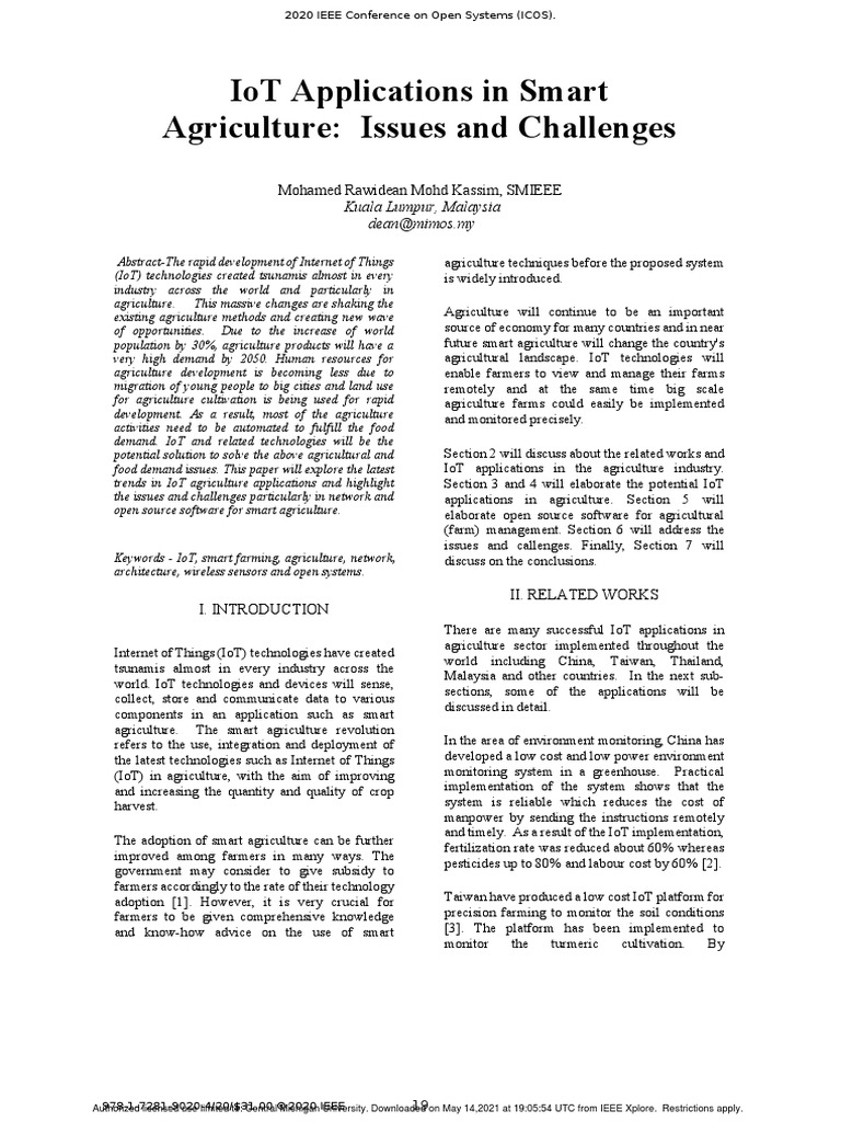 IoT Applications in Smart Agriculture Challange | PDF