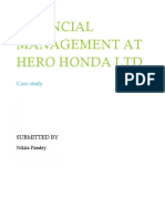 Case Study, Financial Mangement at Hero Honda Motors PVT LTD