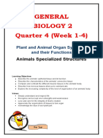 General Biology 2 Quarter 4 (Week 1-4) : Animals Specialized Structures