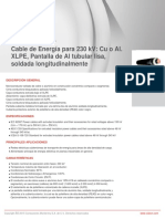 Cable de Energía para 230 KV: Cu o Al. XLPE, Pantalla de Al Tubular Lisa, Soldada Longitudinalmente