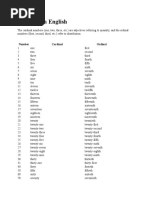 Numbers in English: Number Cardinal Ordinal