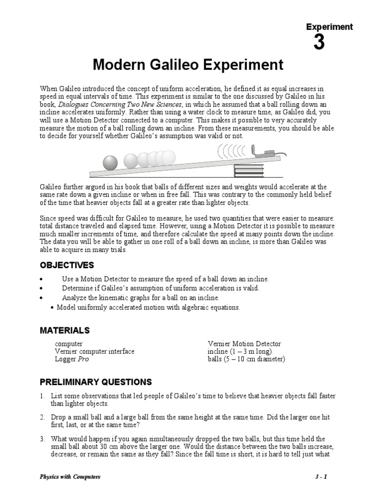 Modern Galileo Experiment on Acceleration | PDF | Acceleration | Velocity
