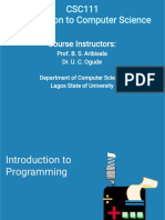 CSC111 Introduction To Computer Science: Course Instructors