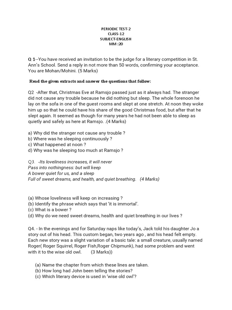 Read The Given Extracts and Answer The Questions That Follow PDF